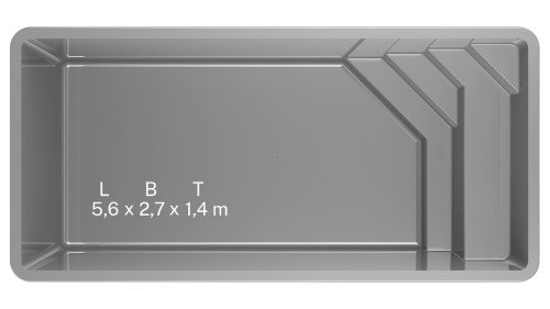 RIMINI 6 - Ceramic Pool 560 x 270 x 140cm