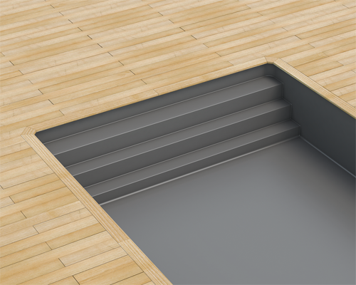 Komplettset Pool mit Einhängefolie 0,9mm mit Treppe über die ganze Breite