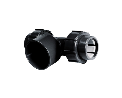 PVC-U Übergangs T-Stück 90° d63 Klemm x DA63 Klebemuffe x d63 Klemm